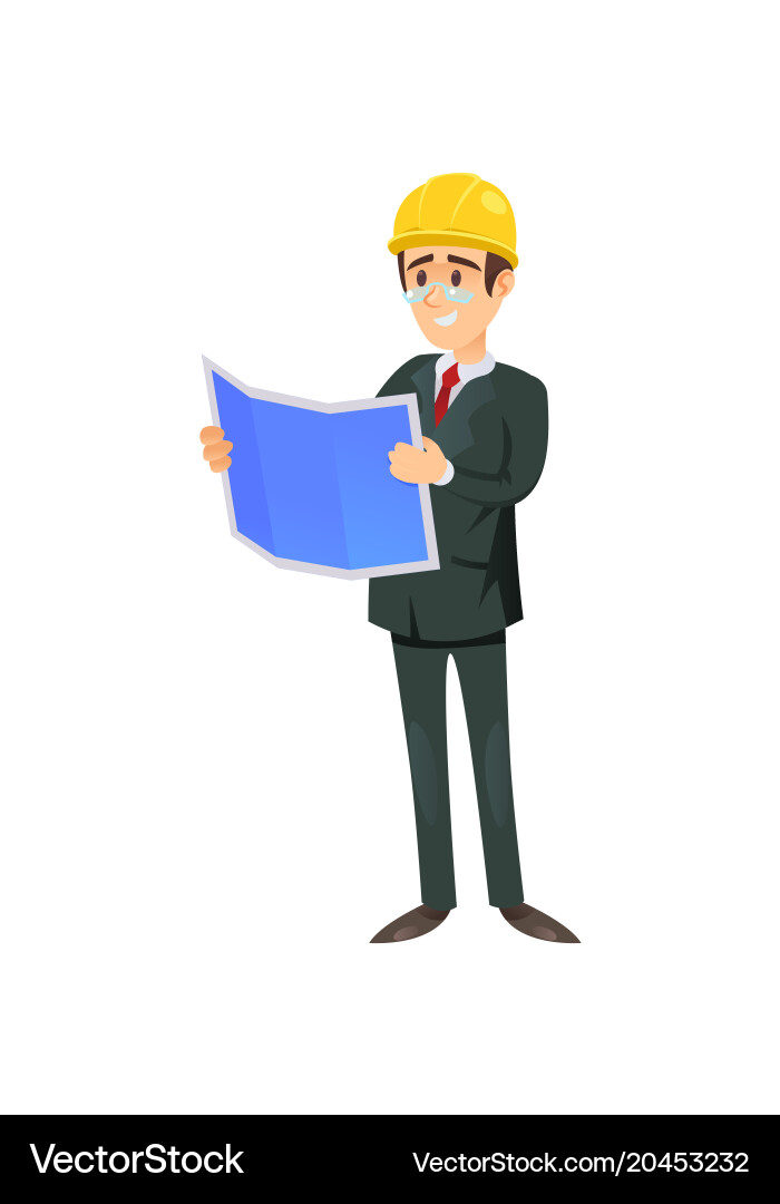Project owner exploring blueprint Vector Image