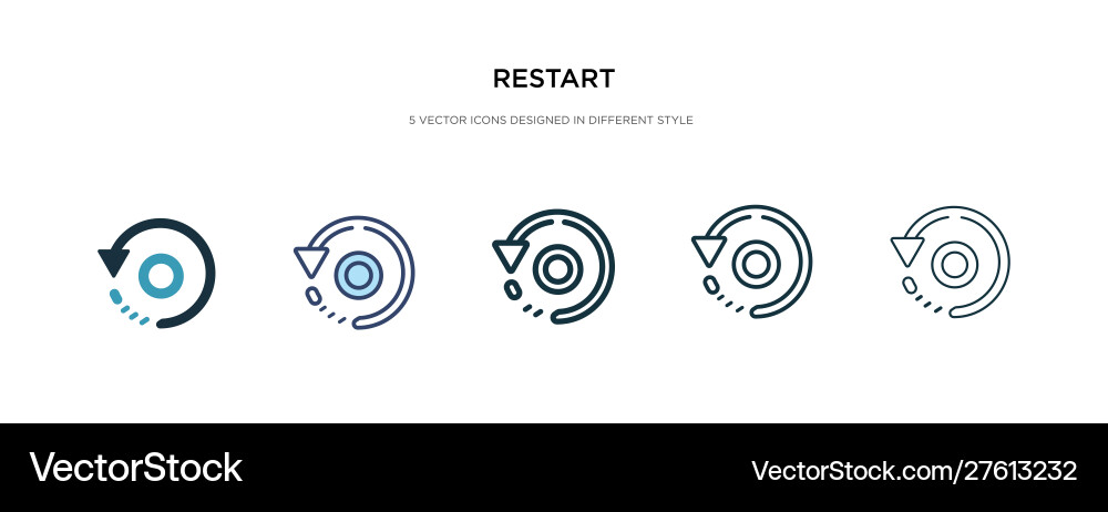 Restart icon in different style two colored Restart icon in different style two colored vector image