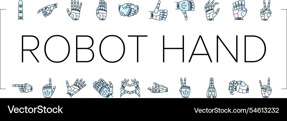 Robot hand gesture ai digital icons set Vector Image