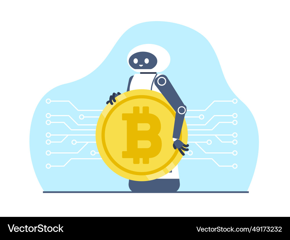 Robot Mining Bitcoin Cryptocurrency – Royalty-Free Vector | VectorStock