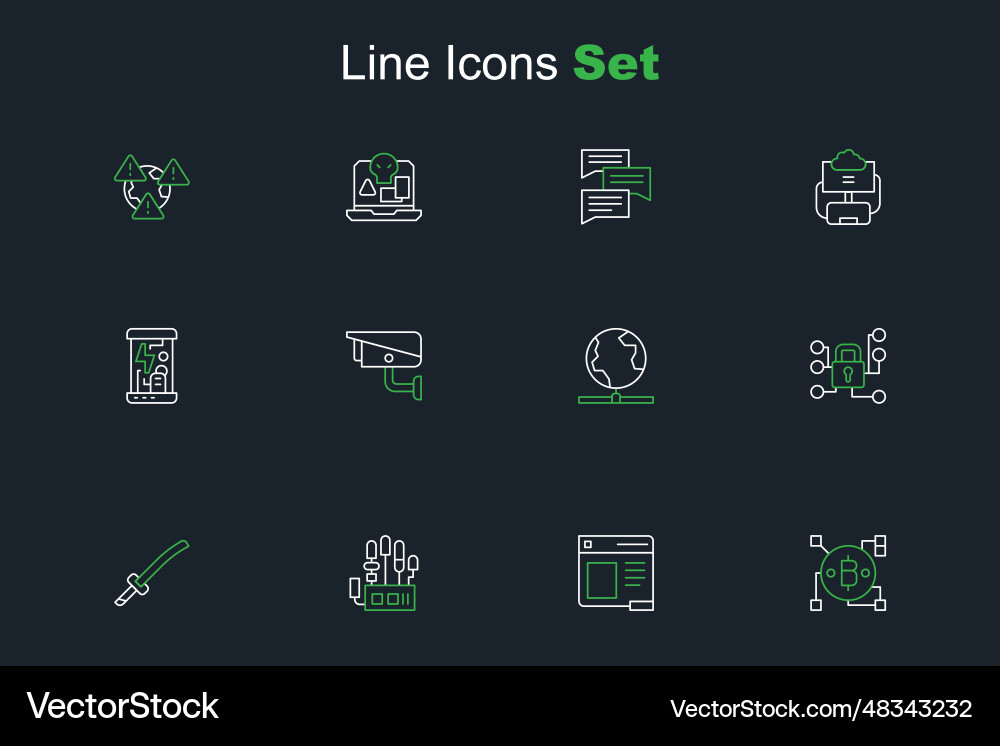 Set line blockchain technology bitcoin browser Set line blockchain technology bitcoin browser vector image