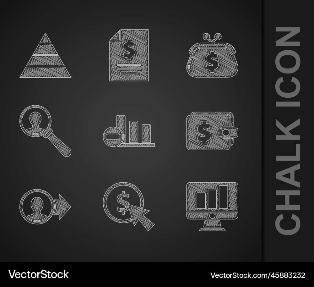 Set pie chart infographic cursor and coin vector image