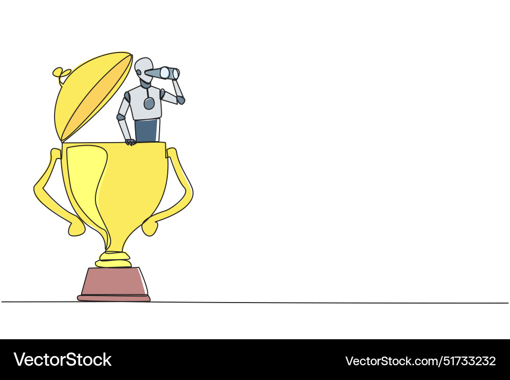 Single continuous line drawing a robot emerges Single continuous line drawing a robot emerges vector image