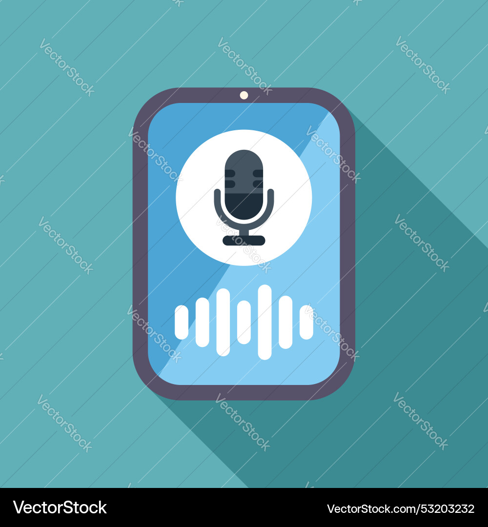 Smartphone displaying microphone icon Smartphone displaying microphone icon vector image