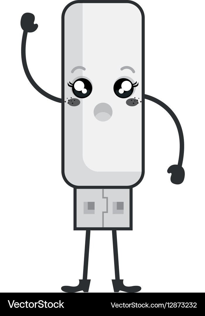 Usb memory kawaii character vector image
