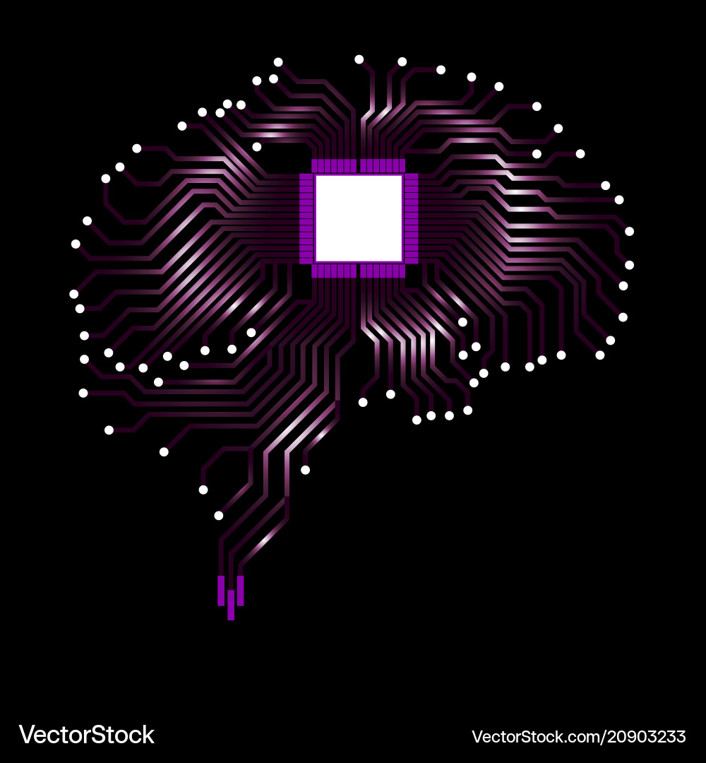 Abstract technological glowing brain cpu vector image