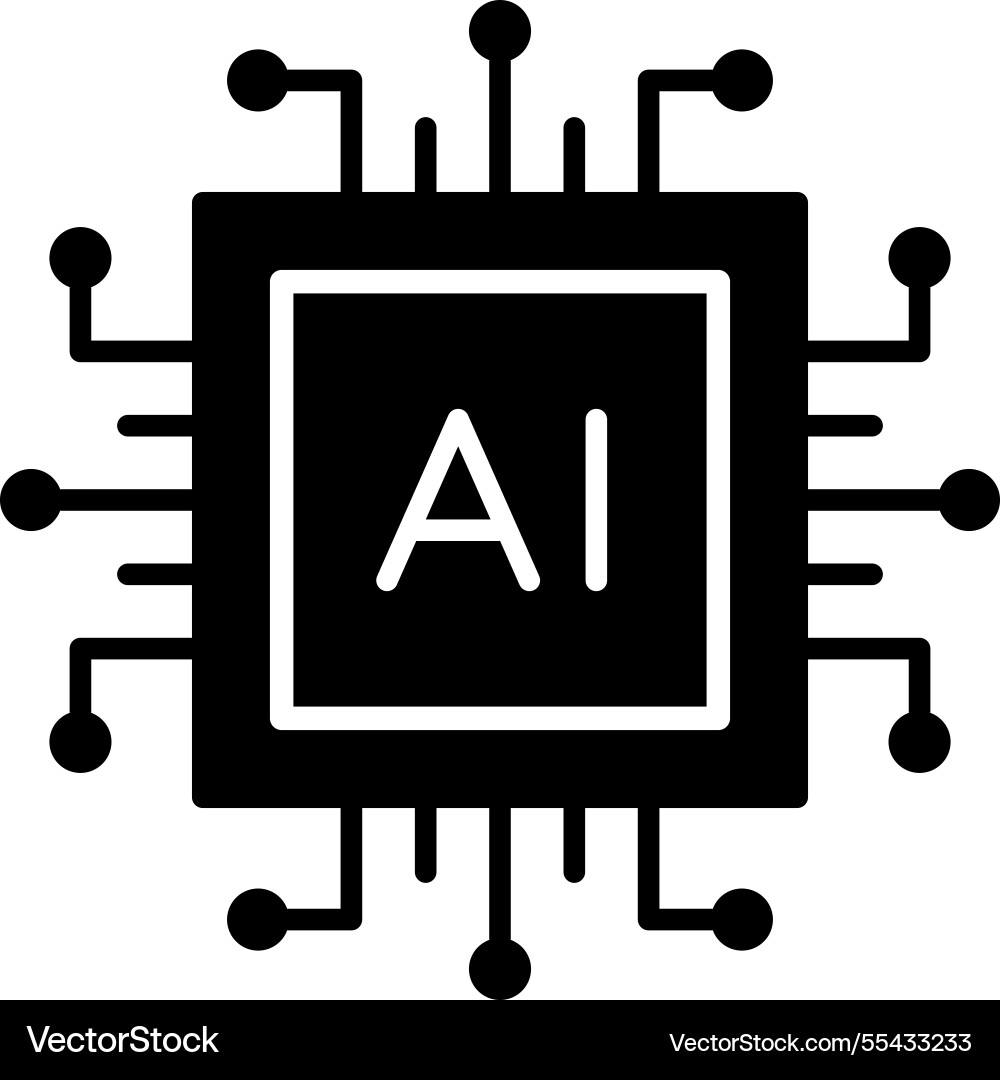 Artificial intelligence microchip processor vector image