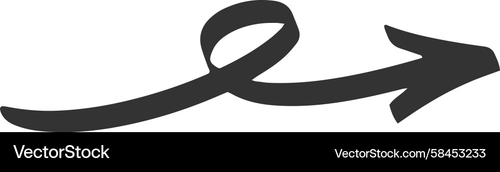 Black Curl Arrow Pointer Vector Image