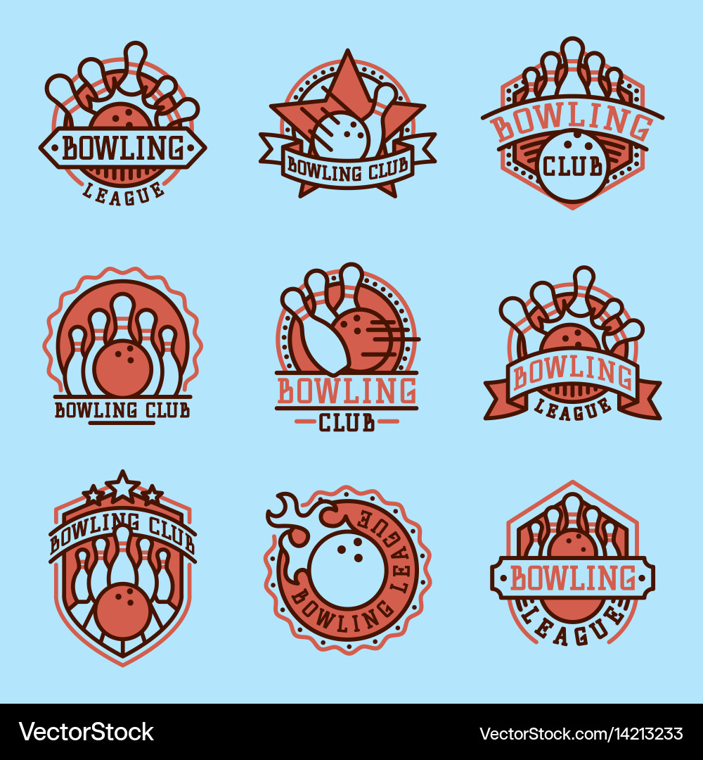 Bowling emblem and design element logotype Vector Image