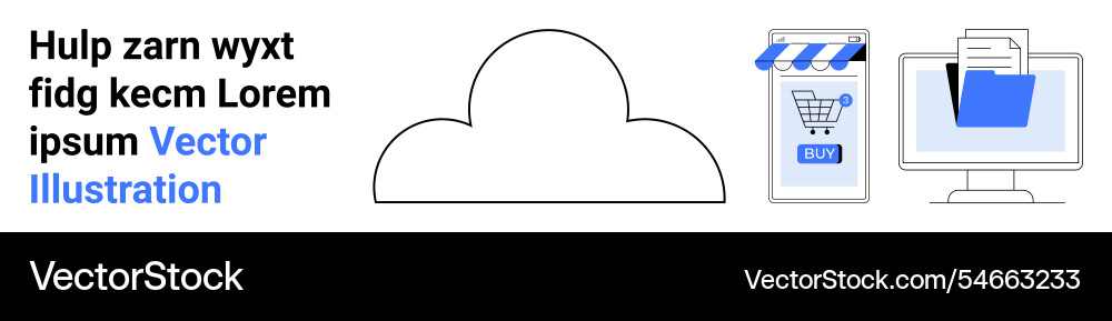 Cloud computing concept with e-commerce store vector image