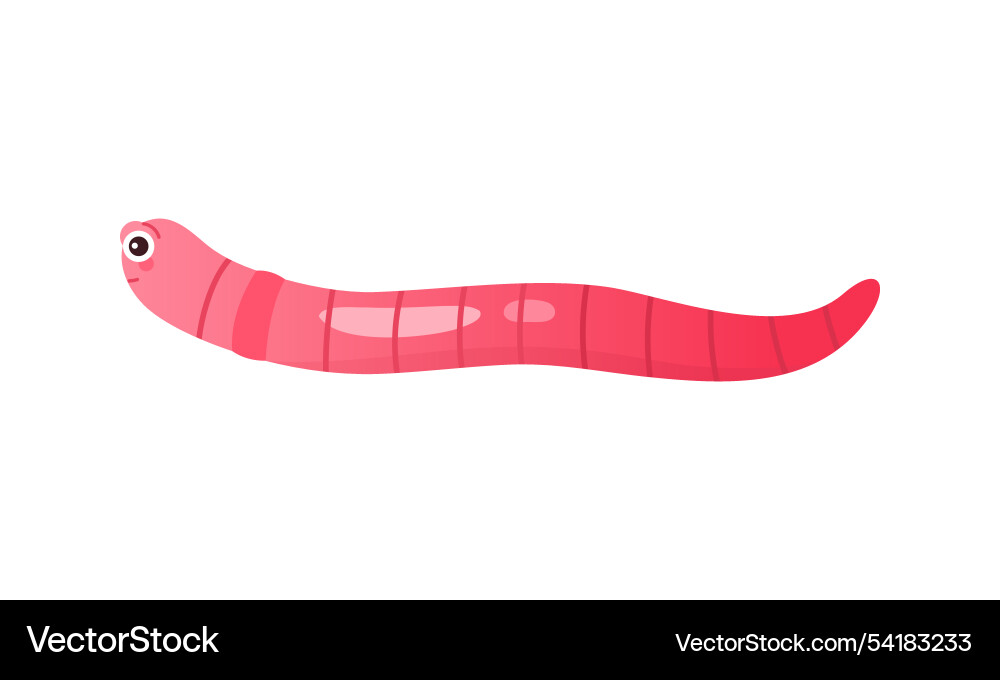 Cute pink worm crawling in garden soil happy Cute pink worm crawling in garden soil happy vector image