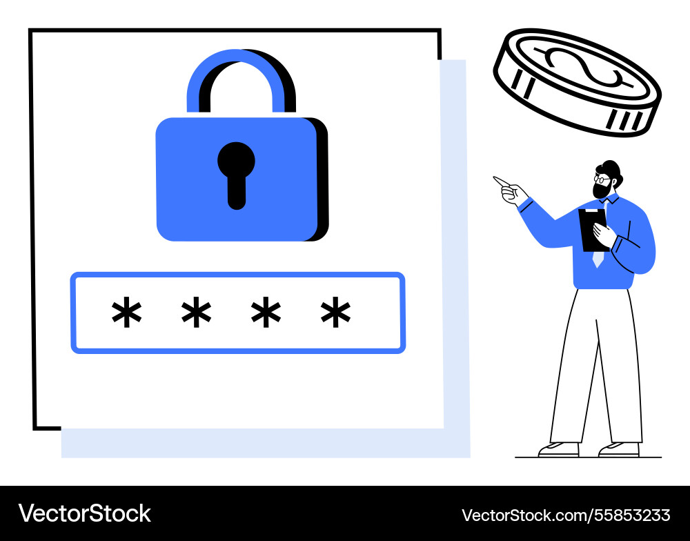Digital security concept with lock password stars vector image