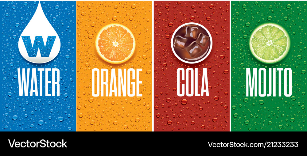 Drinks and juice background with drops vector image