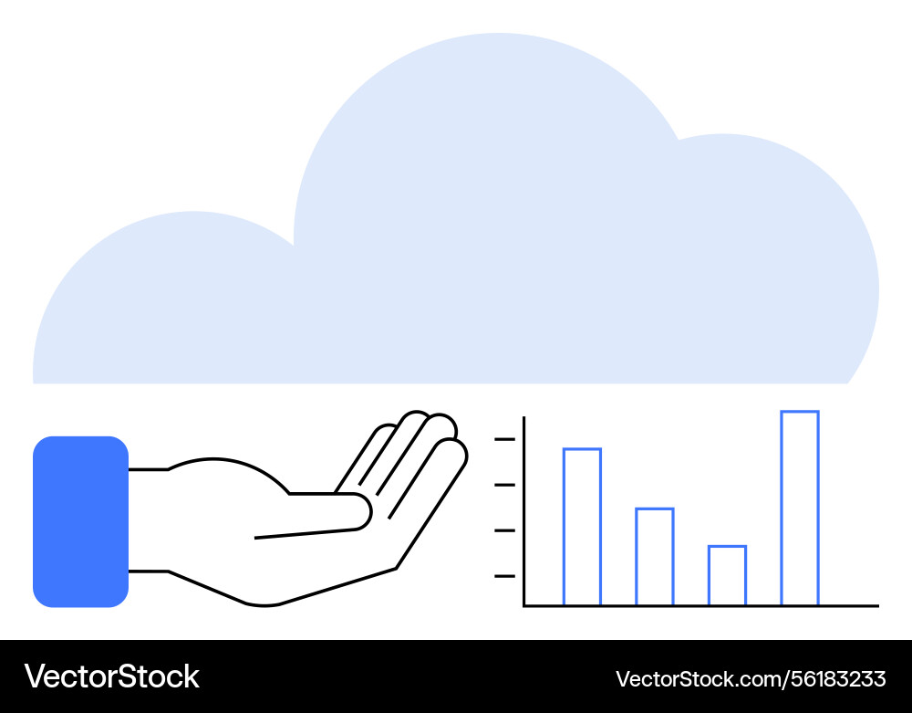 Hand collecting data visualization below cloud Hand collecting data visualization below cloud vector image