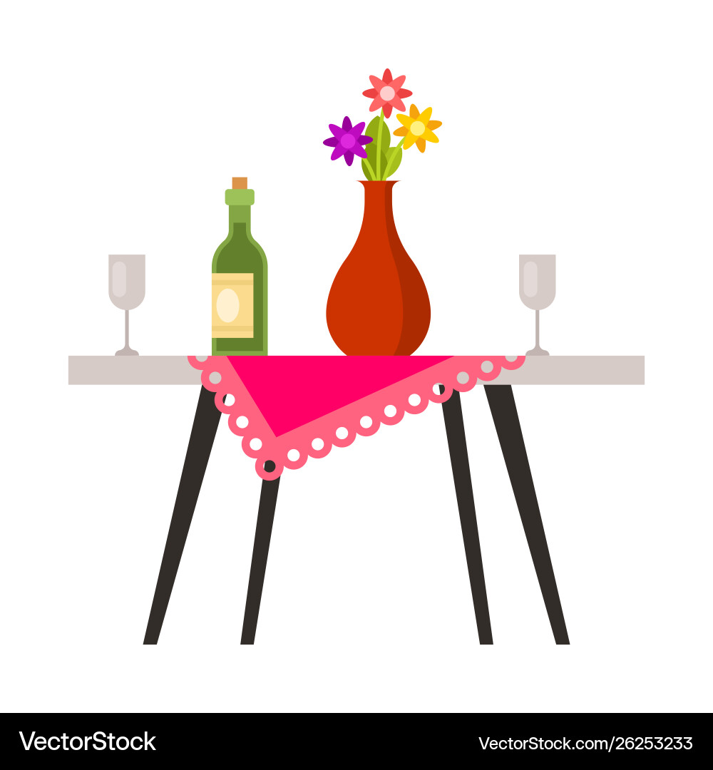 Isolated object table and vase logo set Vector Image