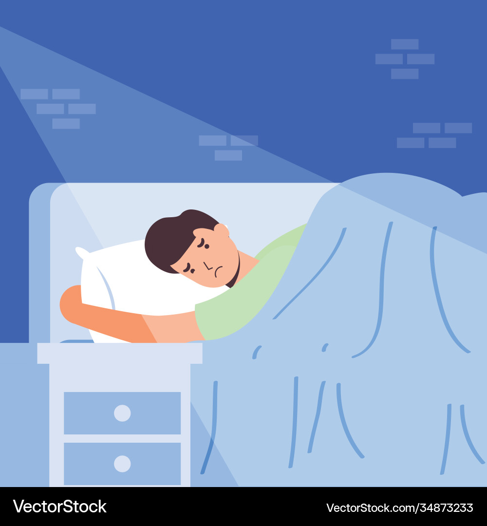 Man suffering from insomnia character vector image