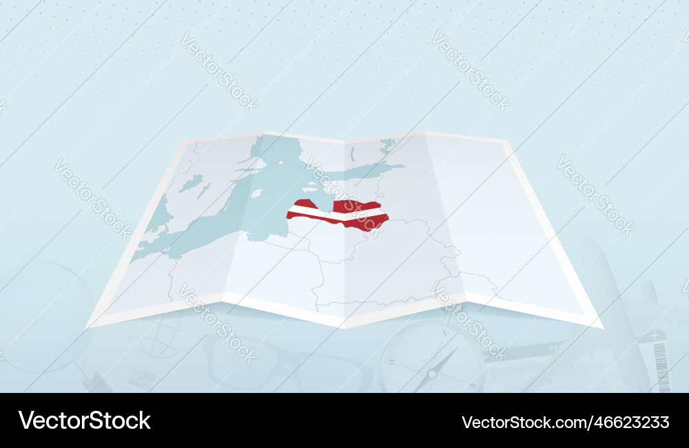 Map of latvia with the flag Vector Image