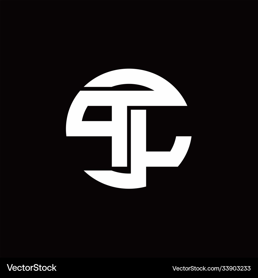 Pl logo monogram with rounded line swipe design vector image