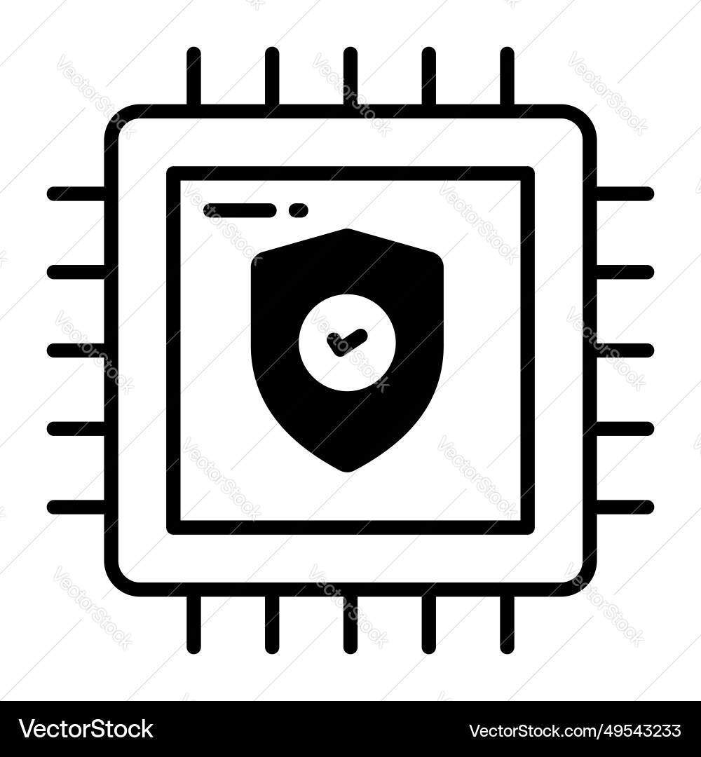 Safety shield on processor showing concept vector image