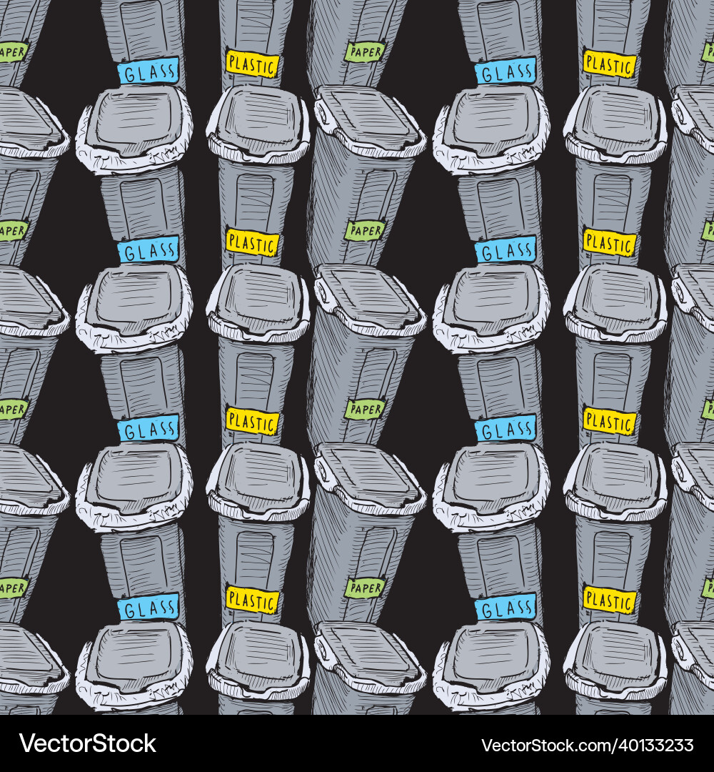 Seamless pattern from sketches of sorting trash Seamless pattern from sketches of sorting trash vector image