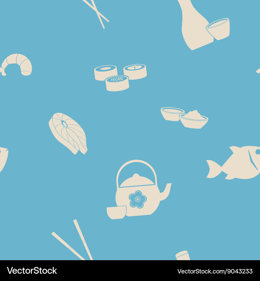 Seamless pattern with sushi and sake icons Vector Image