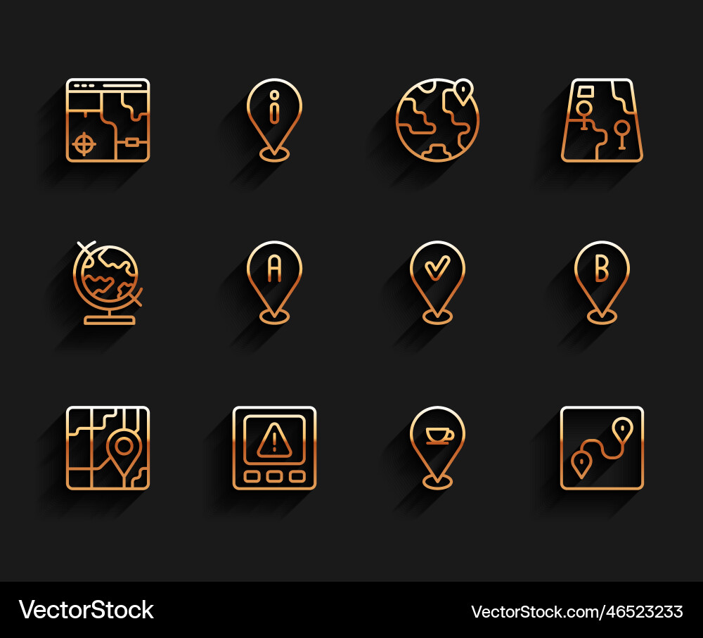 Set line city map navigation gps device error vector image