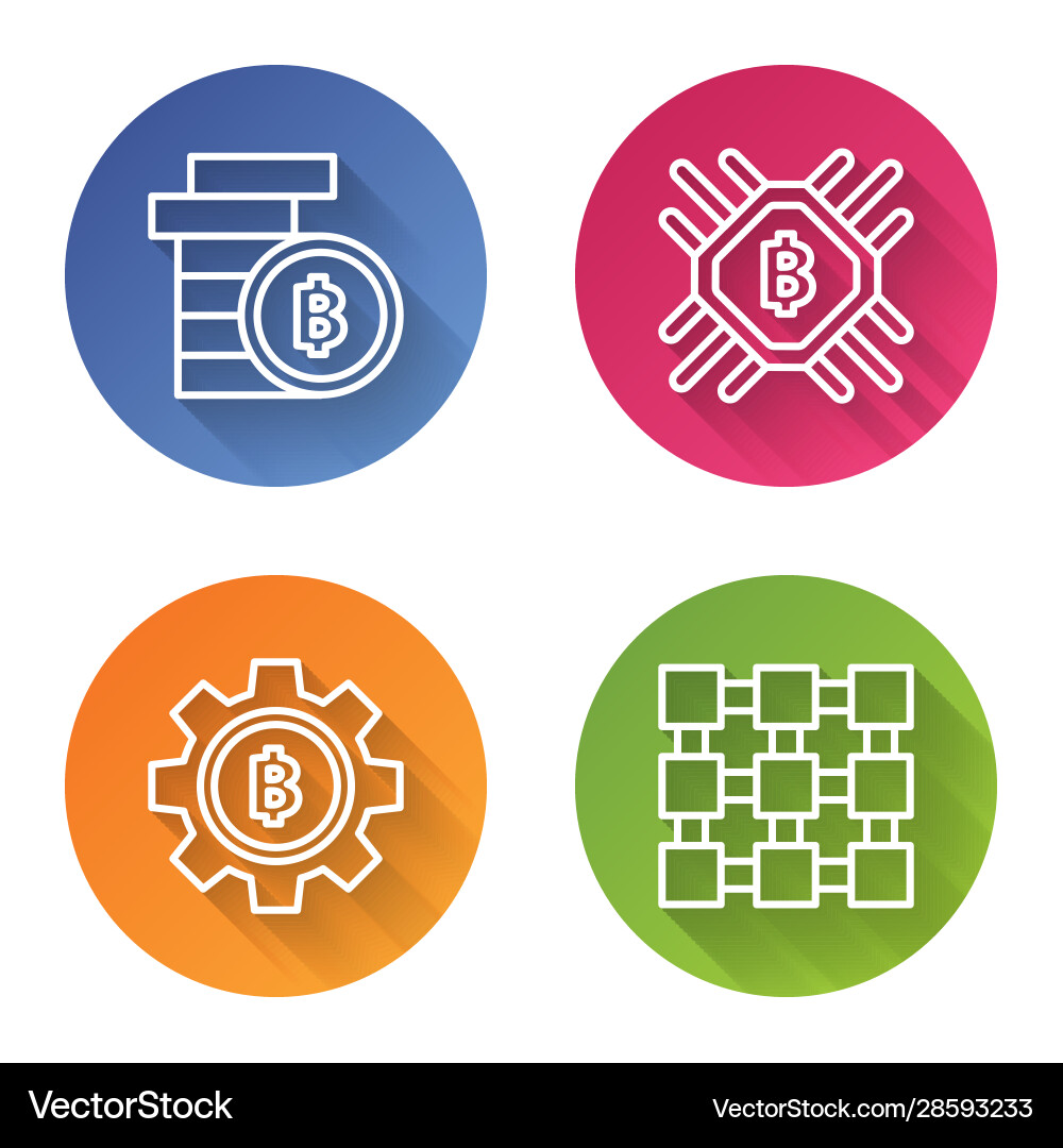 Set line cryptocurrency coin bitcoin cpu mining Set line cryptocurrency coin bitcoin cpu mining vector image