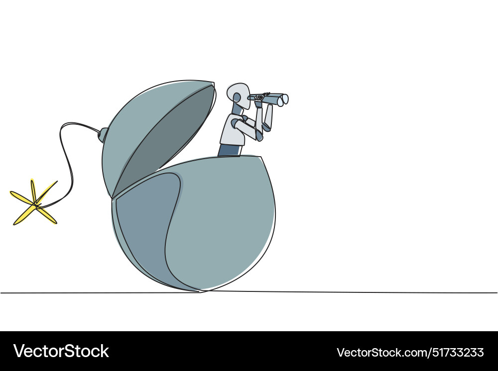 Single continuous line drawing a smart robot Single continuous line drawing a smart robot vector image