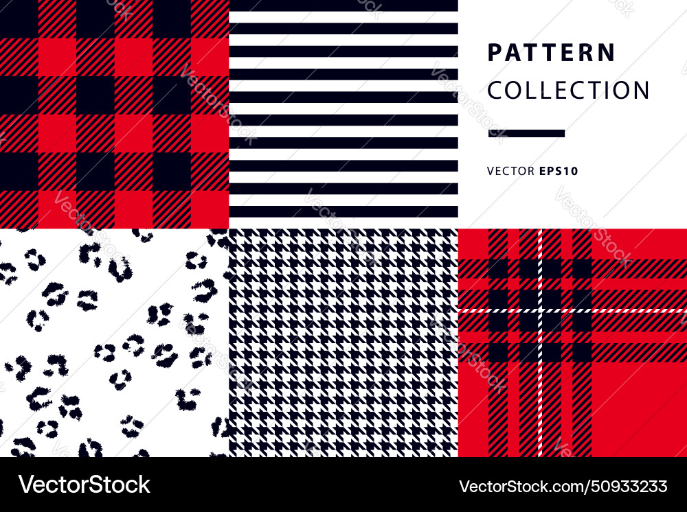 Stripes and Checks Pattern Mix Vector Image