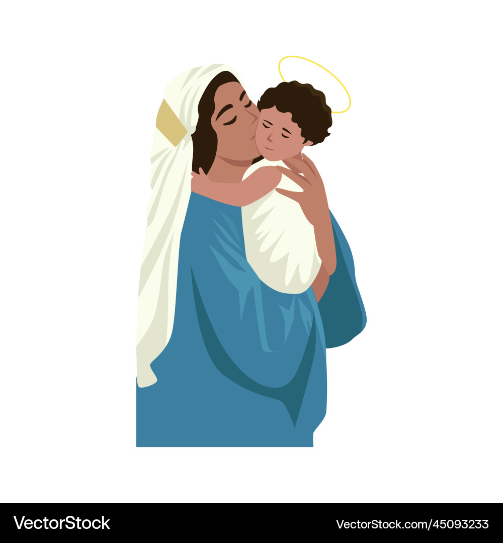 Virgin mary holding baby jesus Virgin mary holding baby jesus vector image