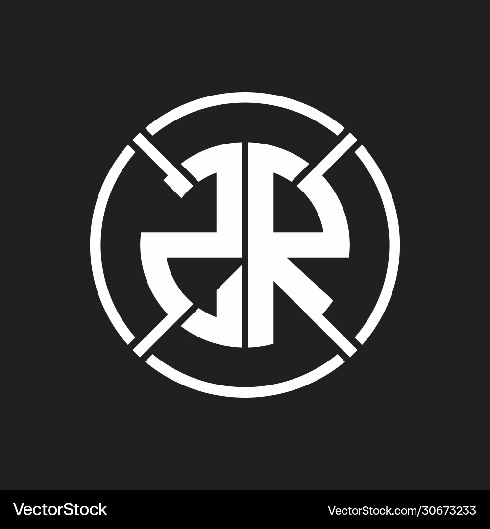 Zr logo monogram with four part circle slash Zr logo monogram with four part circle slash Vector Image