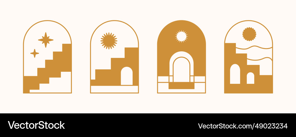 Abstract landscape set greek stairs architecture Vector Image