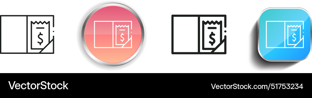 Bill icon thin linear regular and button style vector image