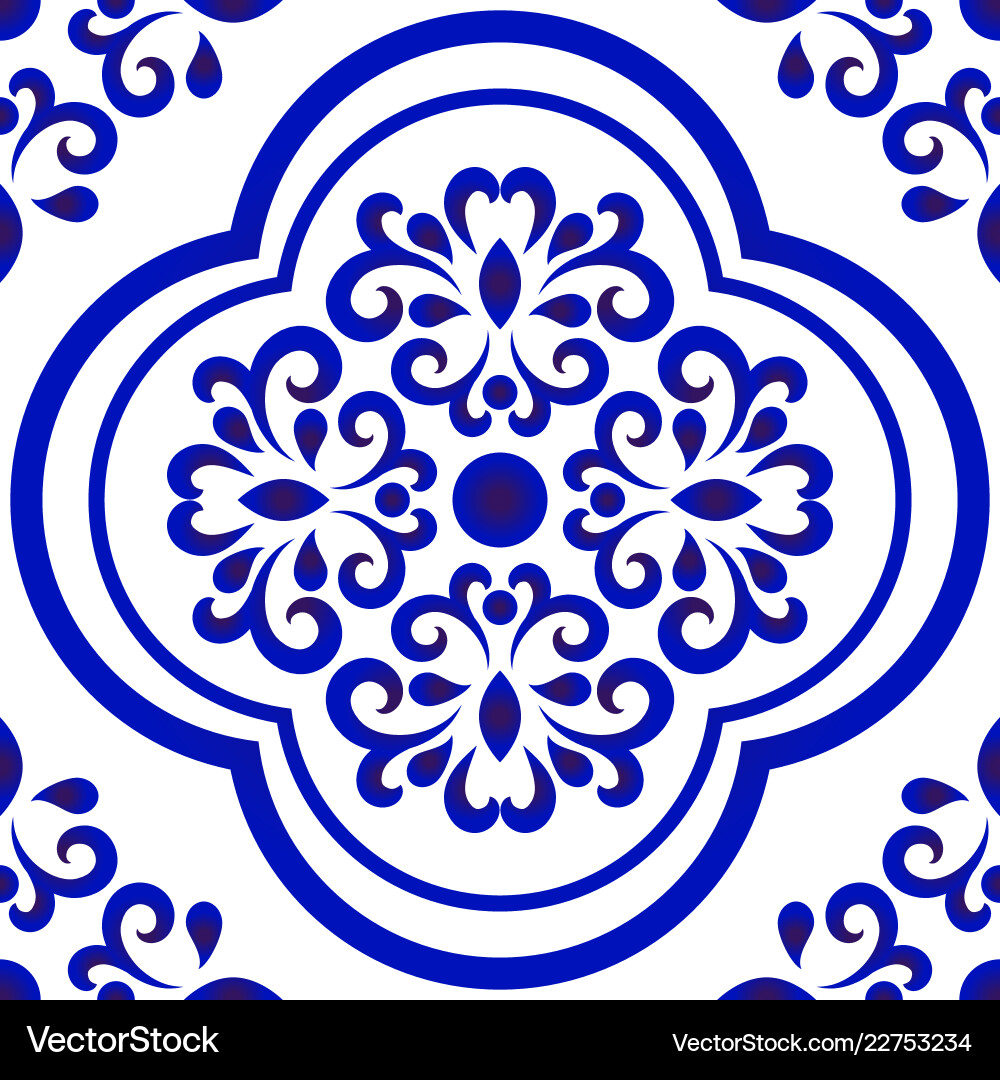 Ceramic Tile Pattern - Floral Royalty Free Vector Image