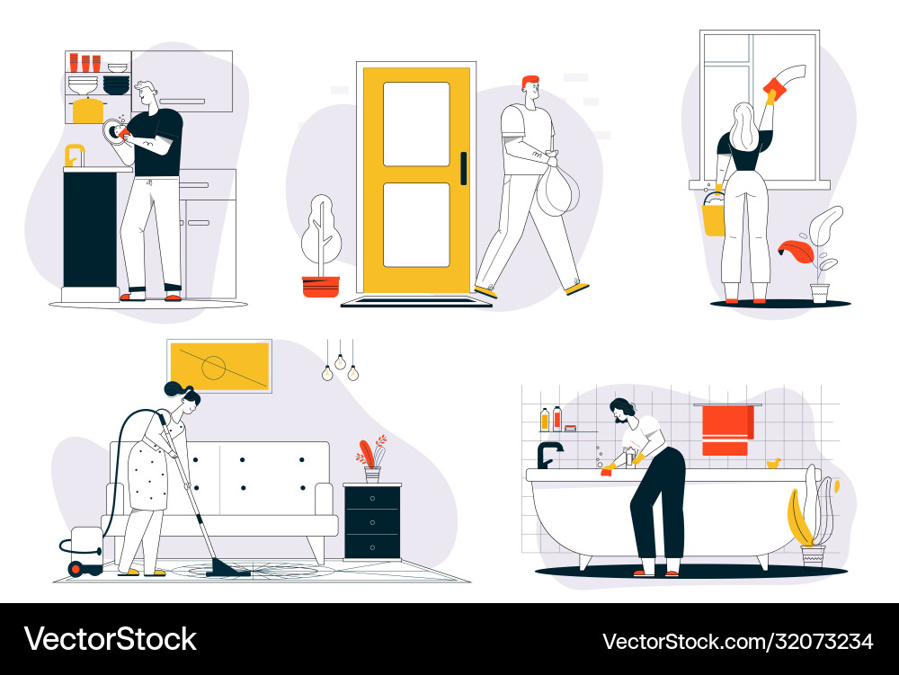 Charakterreinigung Haus Charakterreinigung Haus vektorbild