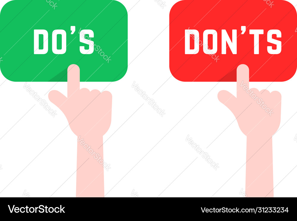 Click finger like do s and don ts button vector image