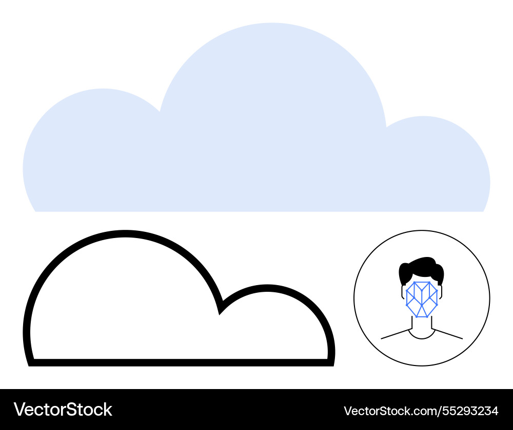 Cloud computing and ai facial recognition Vector Image
