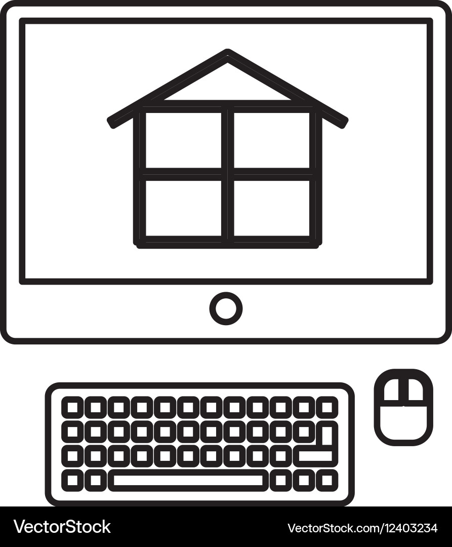 Computer with construction software vector image