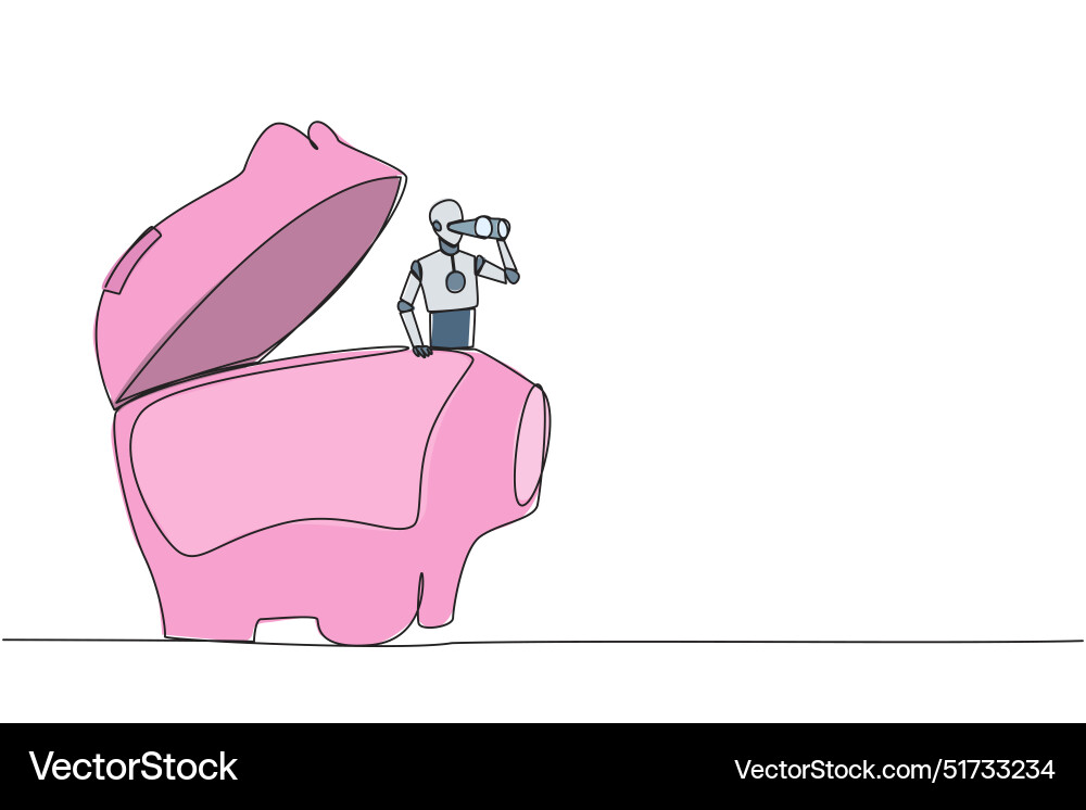 Continuous one line drawing a smart robot emerges Vector Image