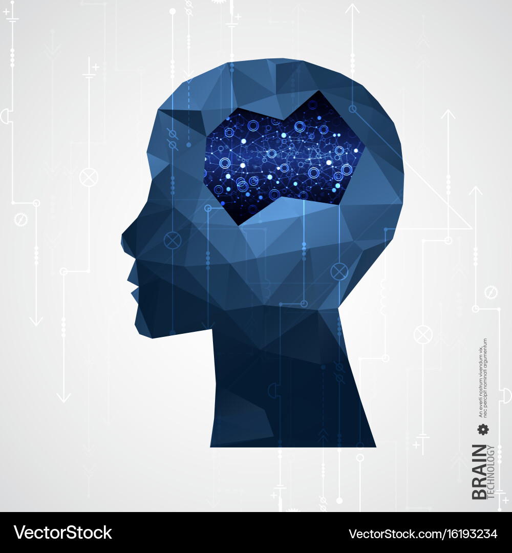 Creative brain concept background with triangular Creative brain concept background with triangular vector image