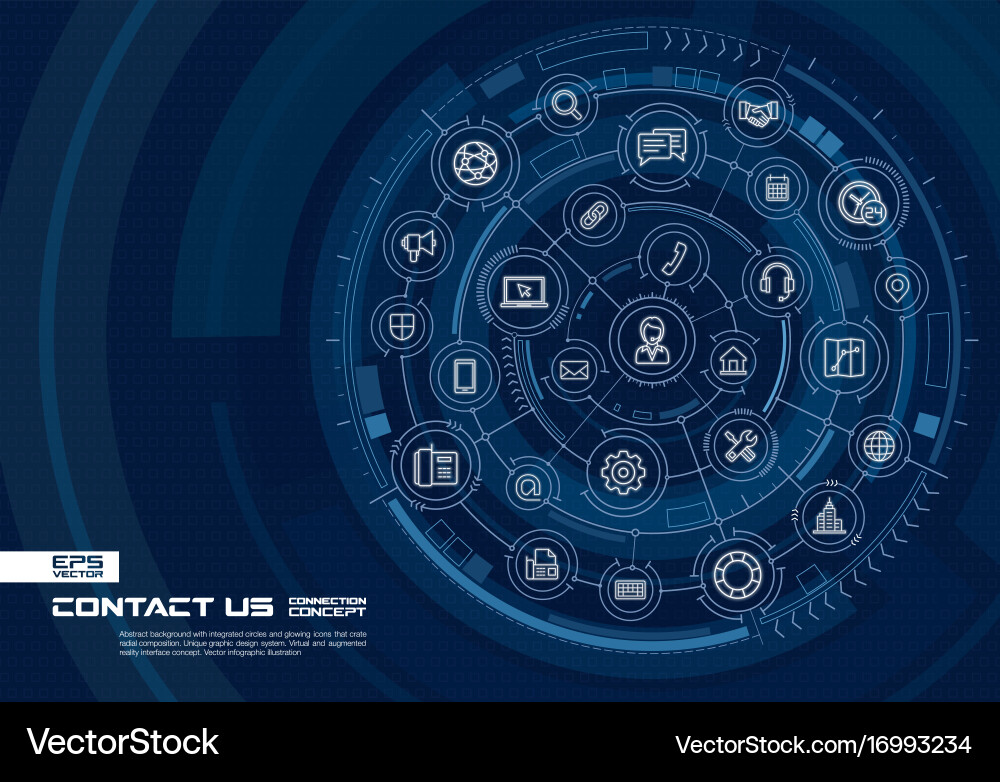 Digital Connection & Support Interface vector image