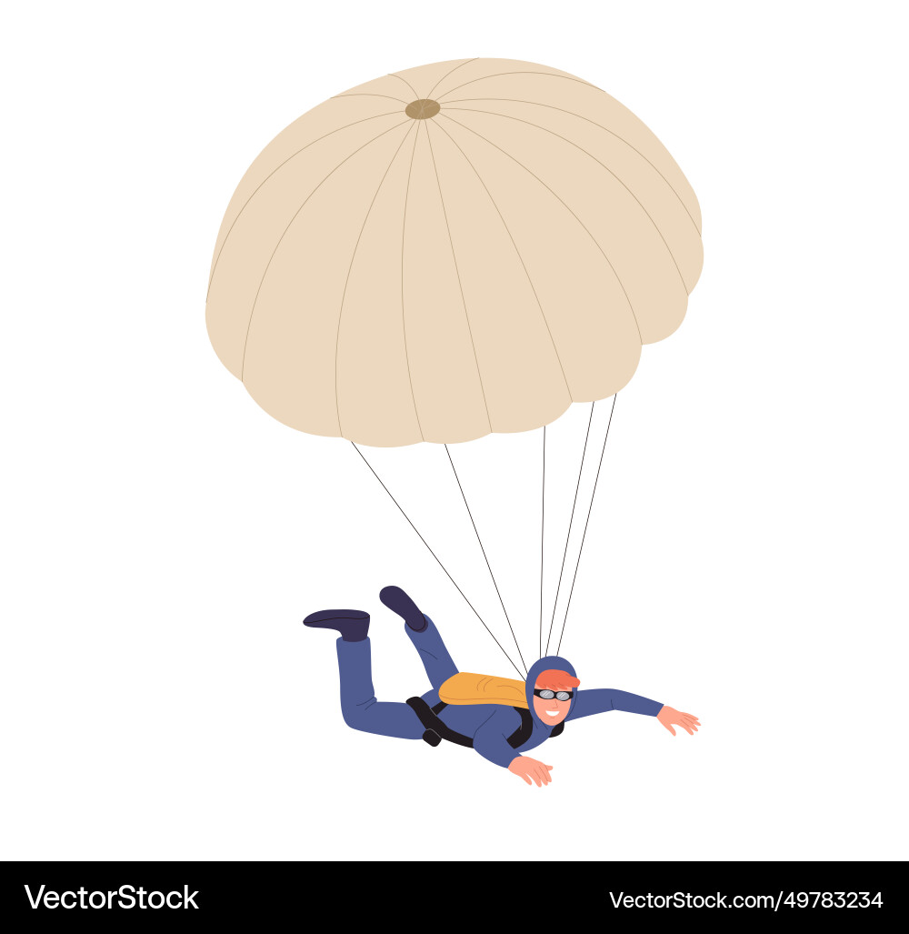 Man paratrooper Cartoon Charakter mit Fallschirm Man paratrooper Cartoon Charakter mit Fallschirm vektorbild