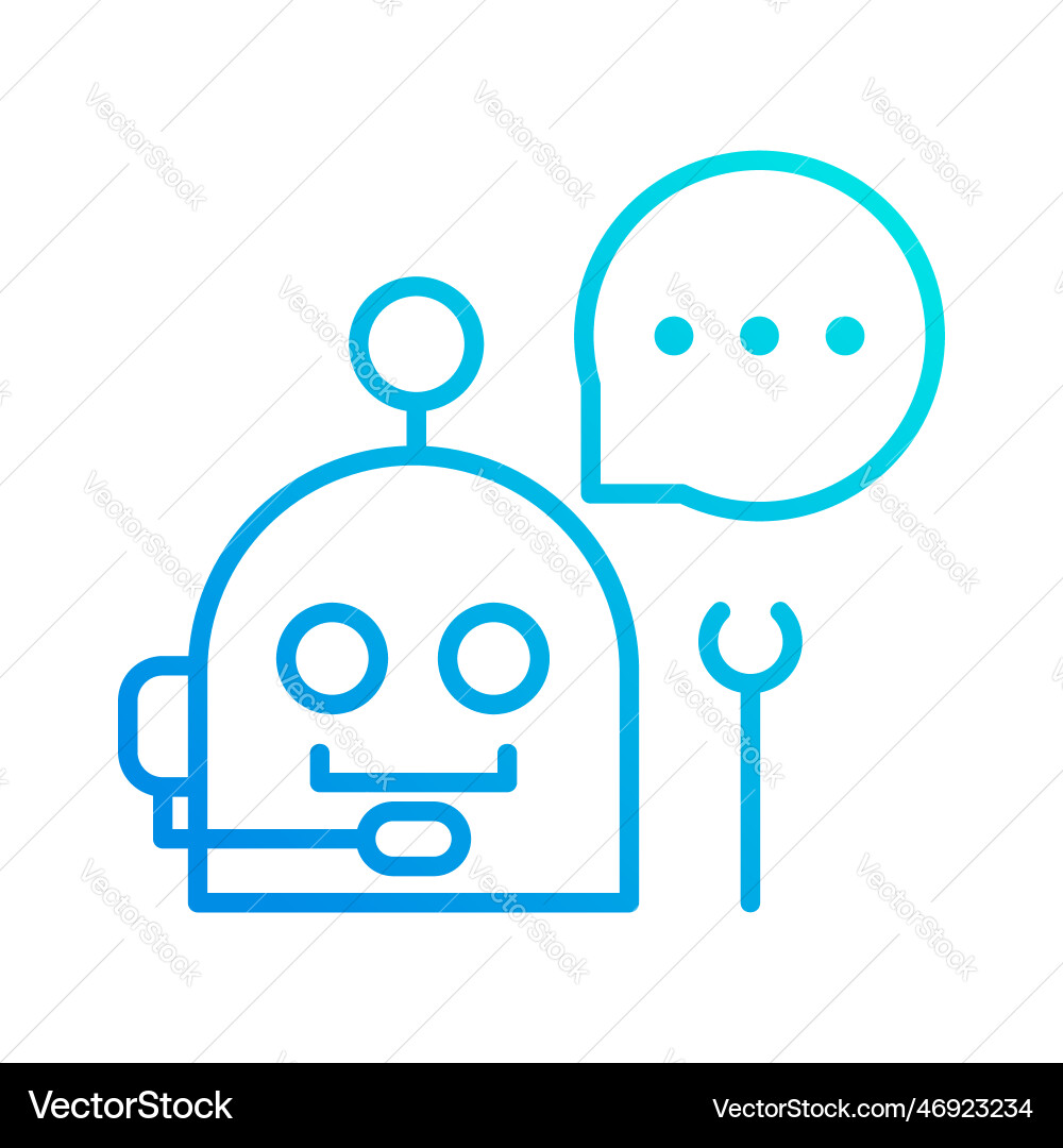 Robot assistance automation gradient outline icon vector image