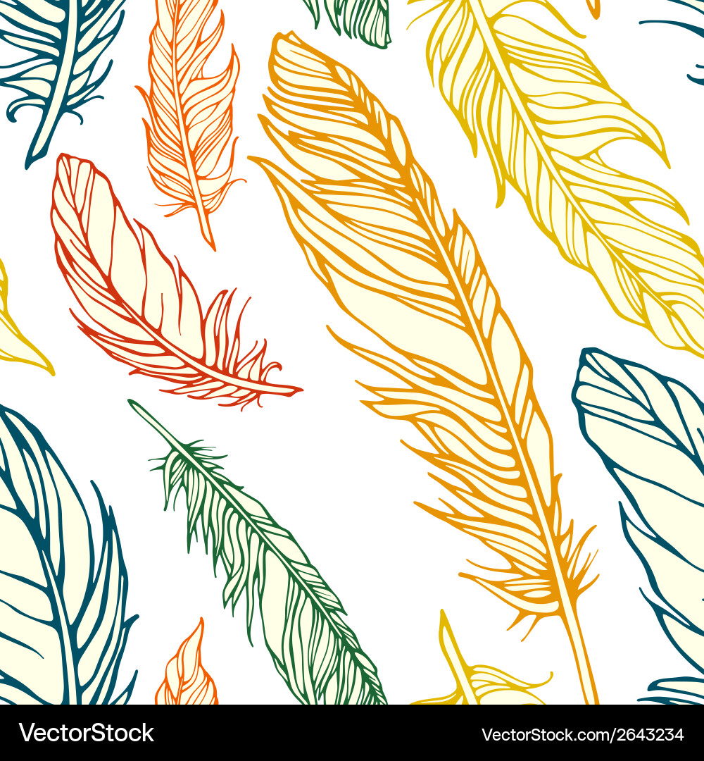 Seamless pattern with decorative feathers Vector Image