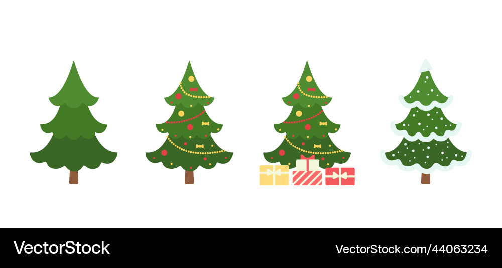 Set aus Weihnachtsbäumen mit Girlanden verziert Set aus Weihnachtsbäumen mit Girlanden verziert vektorbild