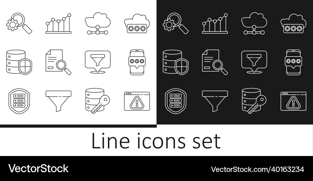 Set line browser with exclamation mark network Set line browser with exclamation mark network vector image