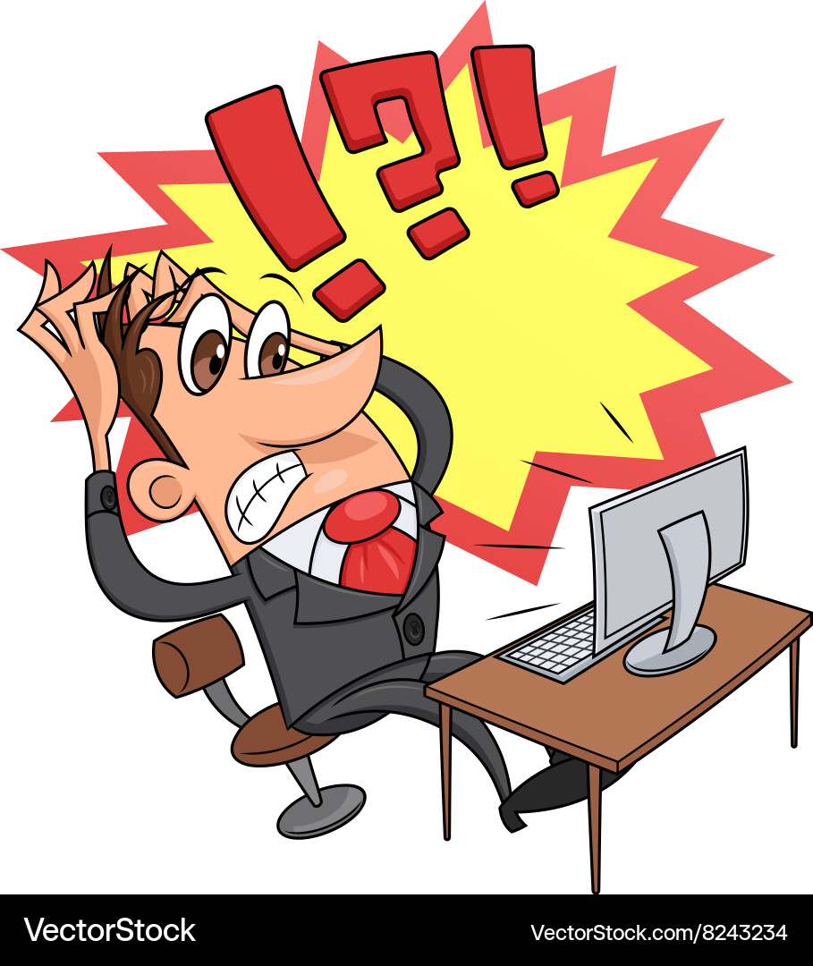 Stress while working at computer 4 vector image