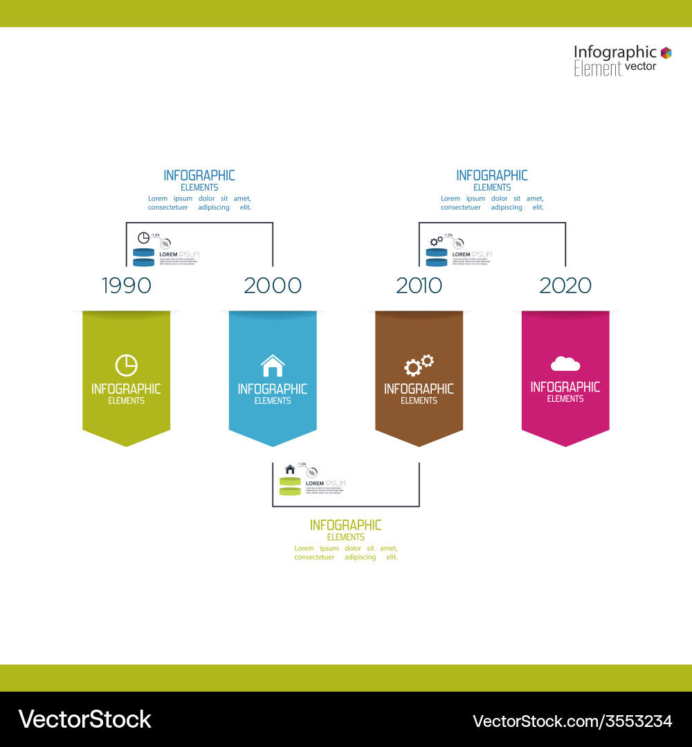 Timeline infographic with arrows and pointers Vector Image