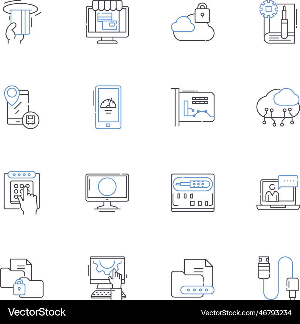 Two-factor authentication line icons collection Vector Image