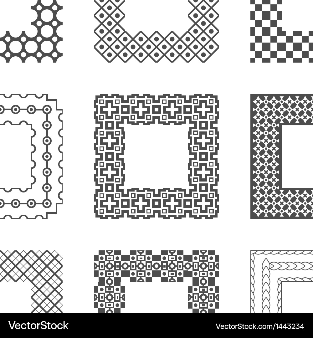 Universal different pattern brushes with corner vector image